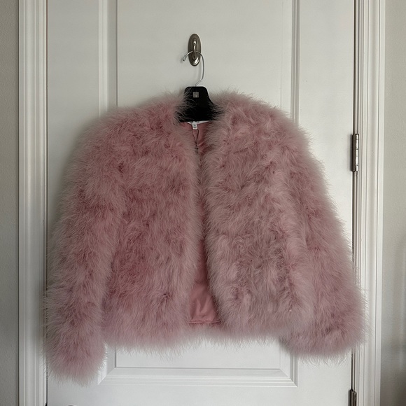 Rebecca Minkoff pink feather Harper Jacket NWT - Picture 3 of 9
